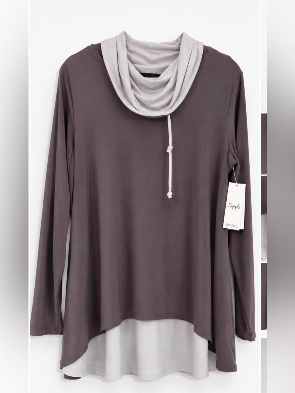 NWT Sympli Matrix Likity Split Cowl Tunic Top Size 14 Made in Canada
